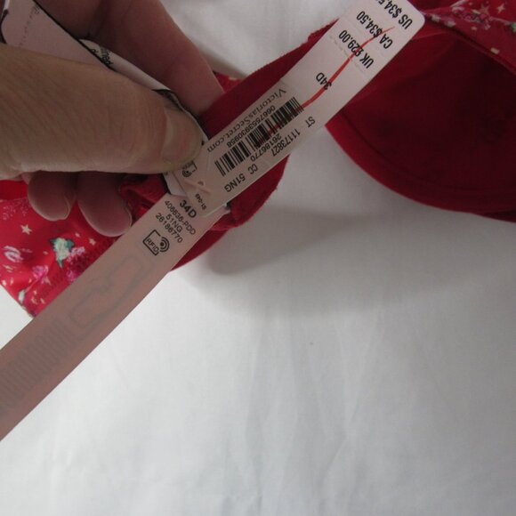 Victoria's Secret Bra Red Floral Demi Unlined Underwire Convertible Size 34D NWT - Picture 10 of 12